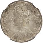 BRITISH INDIA: Victoria, Empress, 1876-1901, AR ¼ rupee, 1891-C, KM-490, NGC graded MS64.