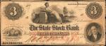 Eau Claire, Wisconsin. State Stock Bank. 1858. $3. Fine.