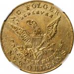 Louisiana--New Orleans. Undated (1851-1853) N.C. Folger. Miller-La 14B. Brass. Reeded Edge. MS-62 (N