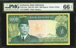 1964年印尼银行1000盾。INDONESIA. Bank Indonesia. 1000 Rupiah, 1960 (ND 1964). P-88a. PMG Gem Uncirculated 6