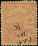 1896年九江第二型加盖欠资票: 半分倒盖变体, 新票.Kewkiang Postage Dues 1896 Type II Overprint — ½c. red on yellow variety