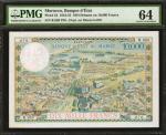 MOROCCO. Banque DEtat Du Maroc. 100 Dirhams on 10,000 Francs, 1954-55. P-52. PMG Choice Uncirculated