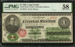 Fr. 16. 1862 $1 Legal Tender Note. PMG Choice About Uncirculated 58.