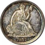 1837 Liberty Seated Dime. No Stars. Fortin-101. Rarity-7. Large Date. Proof-65 (PCGS). CAC.