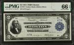Fr. 747. 1918 $2 Federal Reserve Bank Note. Boston. PMG Gem Uncirculated 66 EPQ. Low Serial Number.
