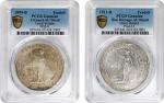 1899 & 1911年英国贸易银元站洋一圆银币。孟买铸币厂。两枚。GREAT BRITAIN. Duo of Trade Dollars (2 Pieces), 1899 & 1911. Bomba