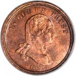 1866 Pattern Washington Five Cents. Judd-468, Pollock-561. Rarity-8. Copper. Plain Edge. Proof-63 RD
