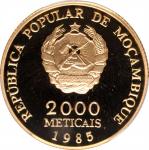 MOZAMBIQUE. 2000 Meticais, 1985. PCGS PROOF-69 Deep Cameo Gold Shield.