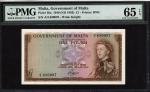 Government of Malta, £1, ND (1963), serial number A/2 630097, (Pick 26a, TBB B125), in PMG holder 65