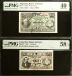 ARGENTINA. Lot of (2). Banco Nacional. 5 & 10 Centavos, 1884. P-5 & 6. PMG Extremely Fine 40 & Choic