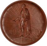 1883 ANS Medal - Evacuation Day, Washington Statue at Wall Street. By Charles Osborne, Engraved by L