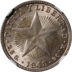 CUBA. 10 Centavos, 1948. Philadelphia Mint. NGC MS-65.