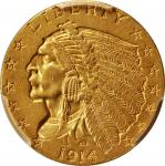 1914-D Indian Quarter Eagle. AU Details--Cleaned (PCGS).