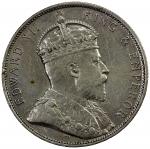 China - Foreign Colonies. HONG KONG: Edward VII, 1901-1910, AR 50 cents, 1905, KM-15, cleaned, EF.