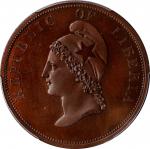 LIBERIA. Copper 2 Cents Pattern, 1847. PCGS SPECIMEN-65 Brown Gold Shield.