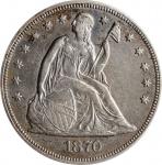 1870-CC Liberty Seated Silver Dollar. OC-1. Rarity-4-. AU-50 (ANACS). OH.