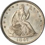 1847-O Liberty Seated Half Dollar. WB-8. Rarity-3. Repunched Mintmark. MS-62 (PCGS).