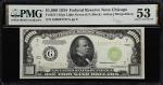 Fr. 2211-Glgs. 1934 Light Green Seal $1000 Federal Reserve Note. Chicago. PMG About Uncirculated 53.