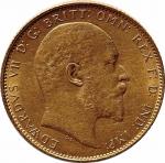 1904英国爱德华七世背屠龙金币，M暗记 