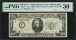 Fr. 2055-CLfb. 1934A $20  Federal Reserve Note. Philadelphia. PMG Very Fine 30. Late Finish Back.