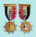 民国初期黎元洪戎装像铜质镀金纪念章一枚