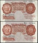 Bank of England, Basil Gage Catterns (1929-1934), 10 shillings (2), ND (1930), serial number prefixe