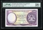1982年苏格兰银行20镑，编号 A/6 754382，PMG 58EPQ