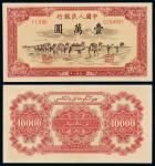1951年第一版人民币壹万圆“骆驼队”一枚，背维文，人民币六珍之一，色彩鲜艳，九五成新