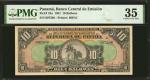 1941年巴拿马中央银行10巴尔博阿斯 PMG VF 35  PANAMA. Banco Central de Emision. 10 Balboas, 1941. P-24a.