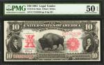 Fr. 121m. 1901 $10 Legal Tender Mule Note. PMG About Uncirculated 50 EPQ.