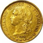 COLOMBIA. 1868 20 Pesos. Bogotá mint. Restrepo M336.4. AU-55 (PCGS).
