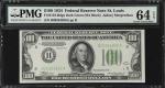 Fr. 2152-Hdgs. 1934 $100 Federal Reserve Note. St. Louis. PMG Choice Uncirculated 64 EPQ.