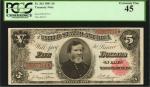 Fr. 363. 1891 $5 Treasury Note. PCGS Extremely Fine 45.