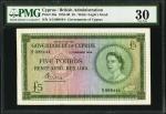 Government of Cyprus, 5, 1st February 1956, serial number A/3 098444, green, blue, and purple, value