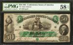 T-6. Confederate Currency. 1861 $50. PMG Choice About Uncirculated 58 EPQ.