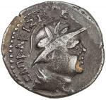 YUEH CHI: Sapadbizes, ca. 20-1 BC, AE drachm (1.22g), Mitch-2824/28, helmeted bust right, floral des