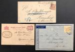 1893年荷属安德列斯群岛早期封寄德国汉堡，另有后期一件航空封，加上苏裡南1915年邮资片寄美国.