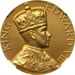 1936年英国爱德华八世退位金章。GREAT BRITAIN. Abdication of Edward VIII Gold Medal, 1936. NGC MS-66.