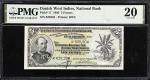DANISH WEST INDIES. Den Dansk Vestindiske Nationalbank. 5 Francs, 1905. P-17. PMG Very Fine 20.