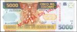 COSTA RICA. Banco Central de Costa Rica. 5000 Colones, 1996. P-266s. Specimen. Uncirculated.