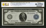 Fr. 1088. 1914 $100 Federal Reserve Note. New York. PCGS Banknote Gem Uncirculated 66 PPQ.