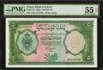 LIBYA. Bank of Libya. 5 Pounds, 1963. P-26. PMG About Uncirculated 55 EPQ.
