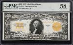 Fr. 1187. 1922 $20 Gold Certificate. PMG Choice About Uncirculated 58.