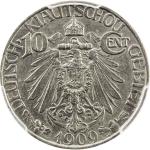 青岛大德国宝壹角 PCGS AU Details  KIAUCHAU: Wilhelm II, 1898-1914, 10 cents