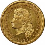 1879 Four-Dollar Gold Stella. Flowing Hair. Judd-1635, Pollock-1833. Rarity-3. Gold. Reeded Edge. Pr
