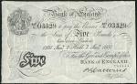 Bank of England, B.G. Catterns, ｣5, Hull, 7 January 1931, serial number 467/U 03329, black and white