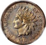 1873 Indian Cent. Close 3. Snow-1a, FS-101. Doubled LIBERTY. MS-64 BN (PCGS).