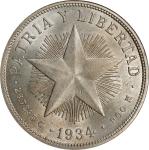 CUBA. Peso, 1934. Philadelphia Mint. NGC MS-62.