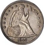 1848 Liberty Seated Silver Dollar. OC-1. Rarity-2. EF-45 (PCGS).