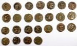BACTRIA: LOT of 25 copper tetradrachms, kings bust right // Zeus enthroned; in the name of the Kusha